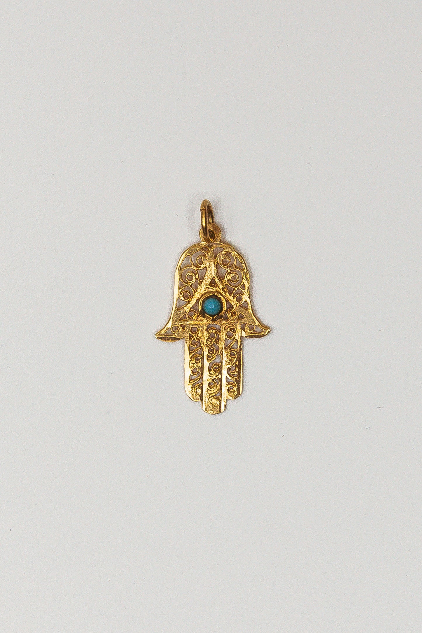 Hamsa With Blue Stone Pendant