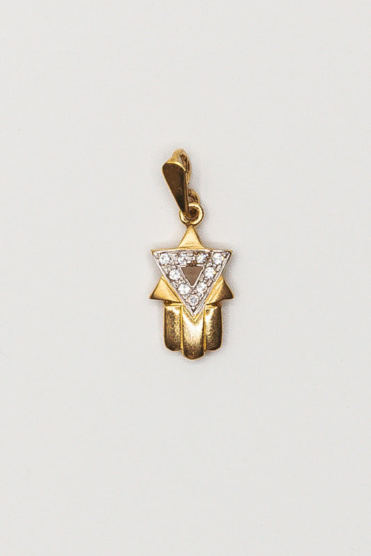 Hamsa with Zircons Star of David