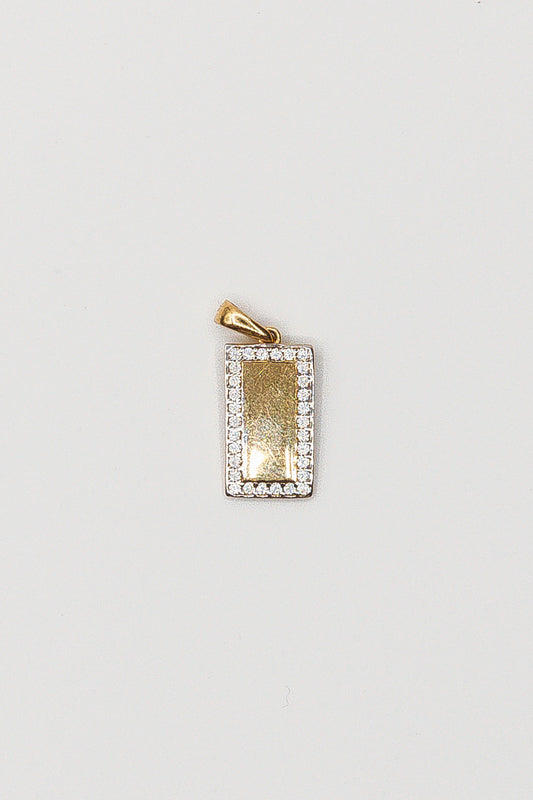 Gold Rectangle with Zircons Pendant