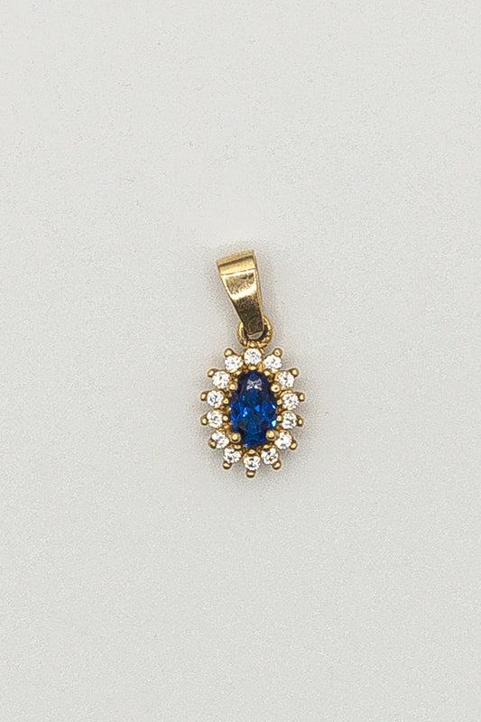 Blue Oval With Zircons Pendant