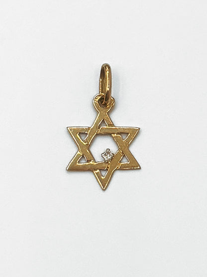 Star of David with Small Diamond Pendant