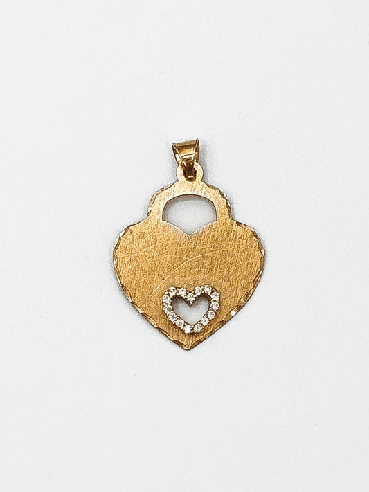 Flat Heart with Zircons Pendant