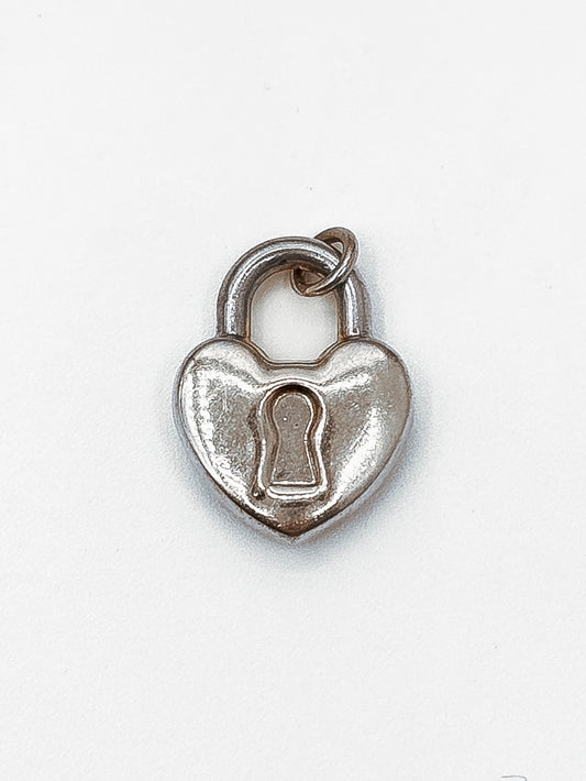 White Gold Heart Lock Pendant