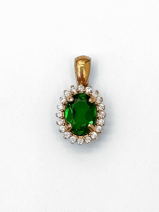 Green Oval with Zircons Pendant