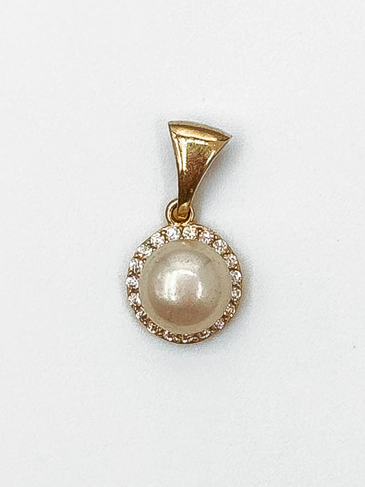 Faux Pearl with Zircons Pendant