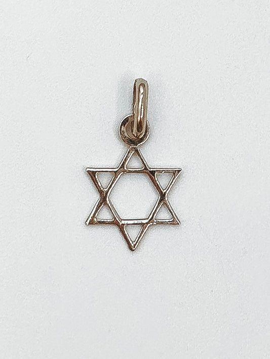 White Gold Star of David Pendant