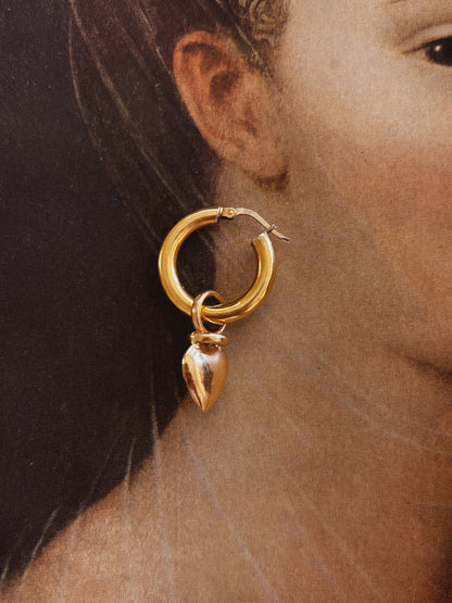 Heart Charm Hoops